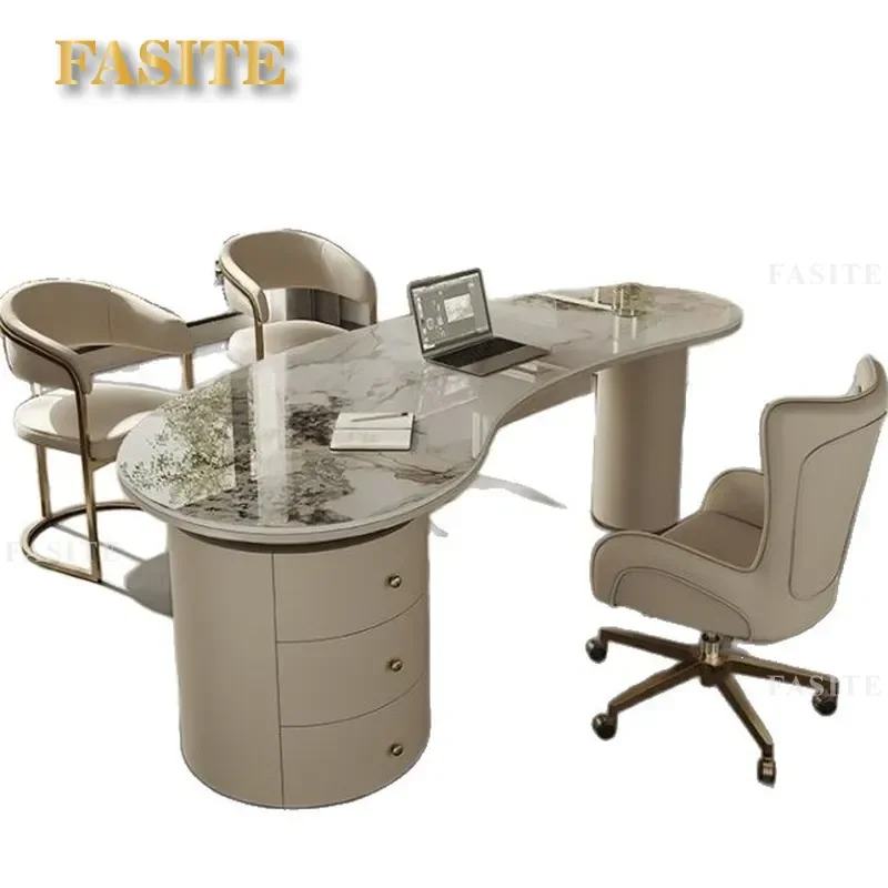 For Modern Simple Sintered Stone Desk Light Luxury Reception Table for Beauty Medical Consultation Negotiation Internet