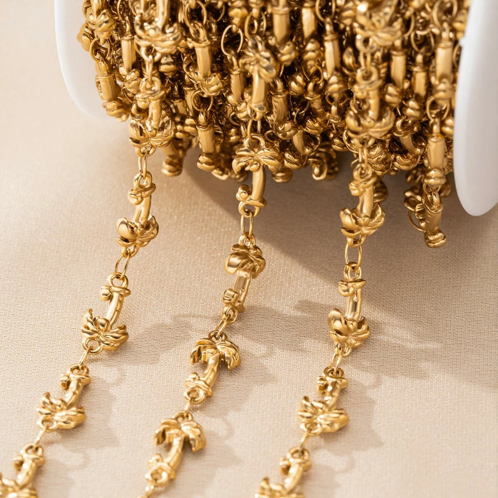 1 Meter Edelstahlketten Gold Muschel Seestern Fisch Gliederketten für DIY Damen Halsketten Armbänder Schmuckherstellung – Detail 5