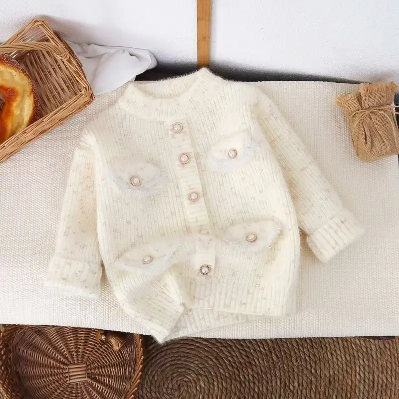 

Girls' Outerwear Stylish Round Neck Sweater Autumn And Winter New Style With Added Velvet And Thickened Small Fragrant Style Top