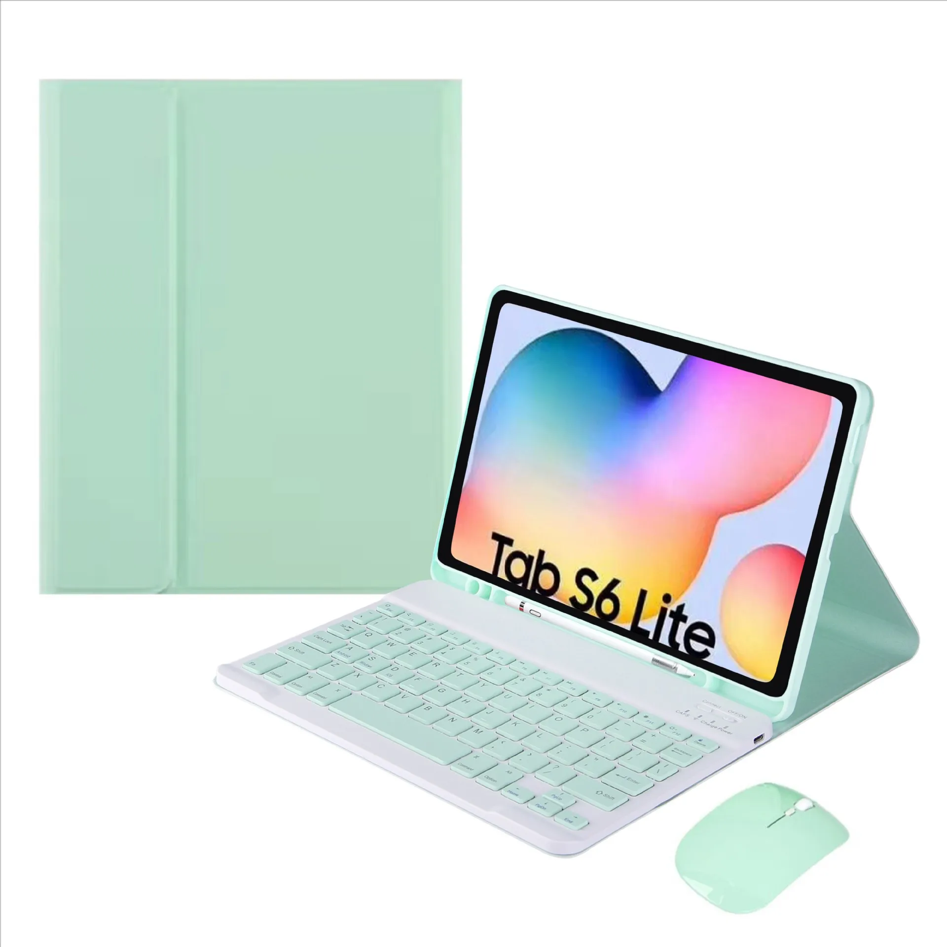 Suitable for Samsung tablet S6lite with pen slot P610 Bluetooth keyboard leather case T870 protective sleeve round keycap
