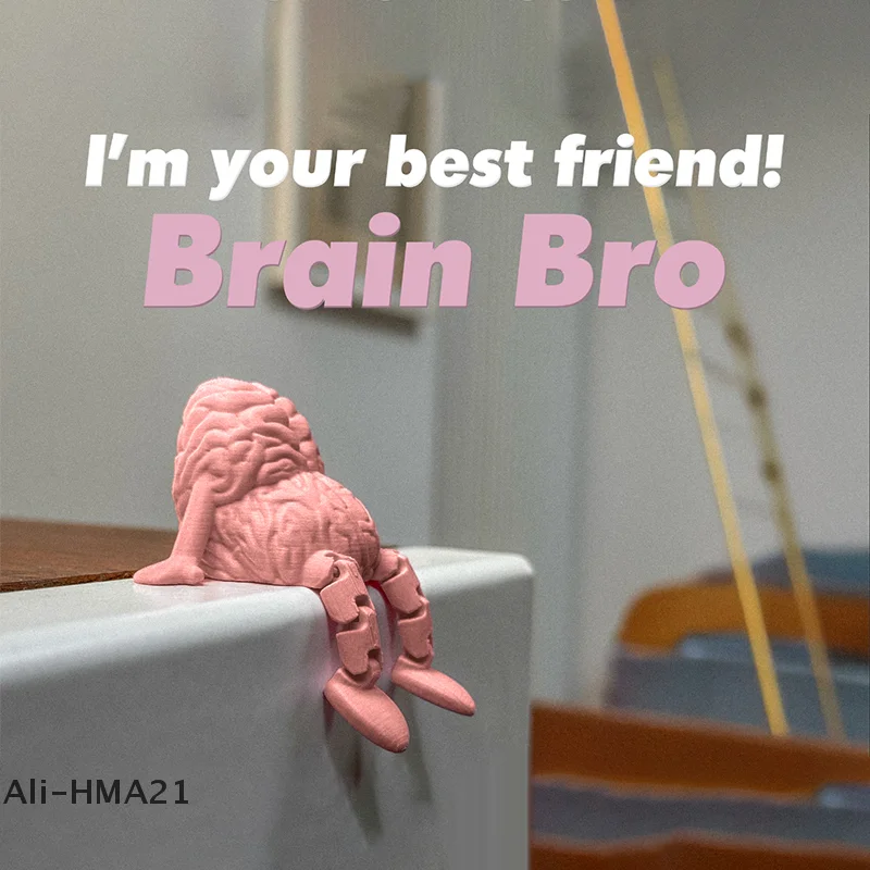【H】Brain Bro Funny Desk Decor Brain Sculpture With Movable Joints Quirky Brain Companion Gift Home Office Party Pranks Decor