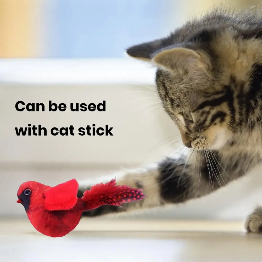 Cat Toys with Realistic Sounds Entertaining Plush Bird Teaser Toy for Cats Hanging Squeaky Simulation Bird with Feather for Cats