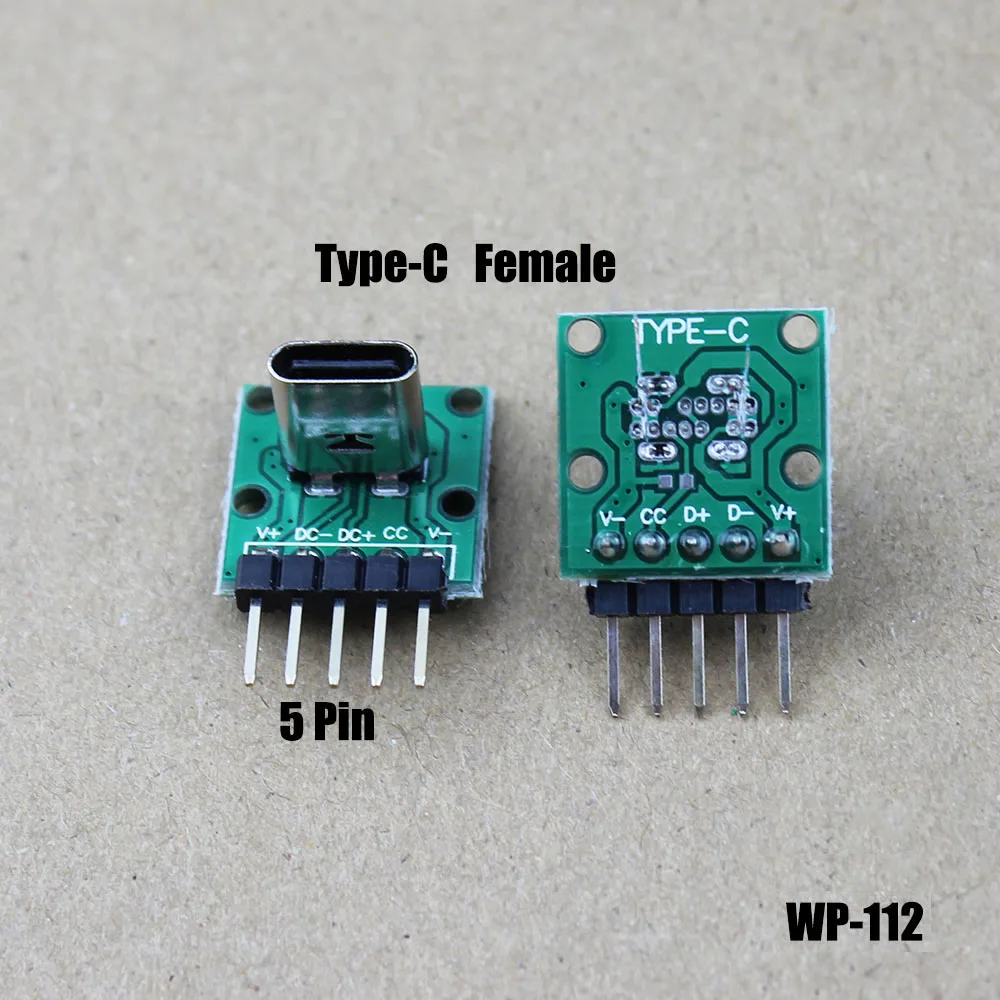 1pcs USB Type-C Male USB3.1 Female Connector 180 Degree 5 Pin Data Cable Charging Port Jack Test Board WP-112