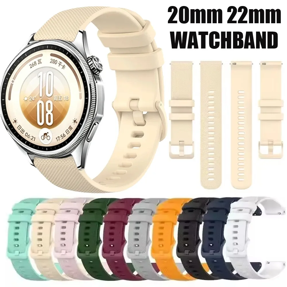 20mm 22mm Silicone Strap for Huawei Watch 5/GT7-6-5-4/GT7-6-5 Pro 46mm Comfortable for Amazfit Active 2-3/Bip 6-5-Max/Balance 3