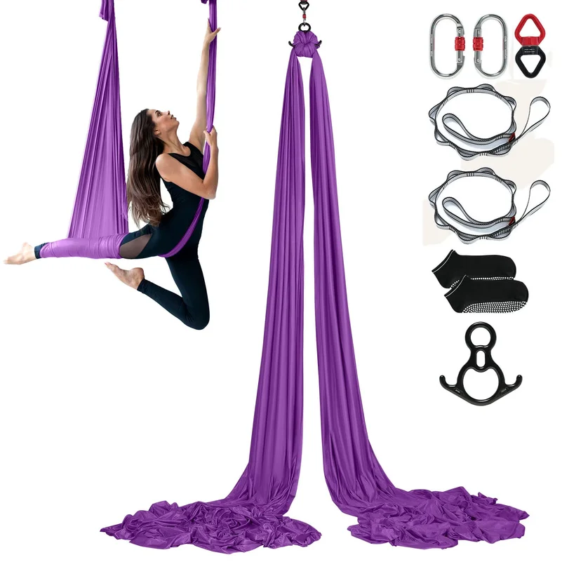 Aerial Yoga Hammock & Swing Yoga Starter Kit Aerial Silk Fabric Yoga Strap Accessory for All Levels Fitness