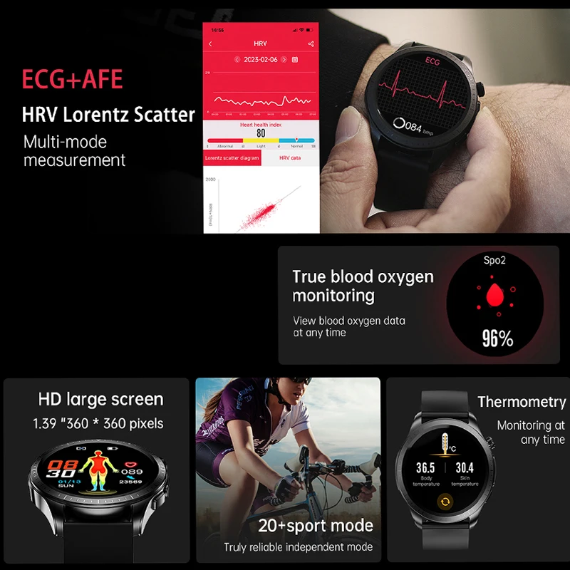 Gejian saúde relógio inteligente ecg ai assistente freqüência cardíaca oxigênio no sangue monitoramento de pressão arterial bluetooth chamada ip68 smartwatches