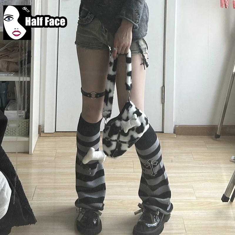 Y 2K Meisjes Harajuku Vrouwen Gothic Punk Bot Koe Zebra Patroon Pluche Cartoon Harige Één Schouder Lolita Mini Crossbody Tassen Draagtas