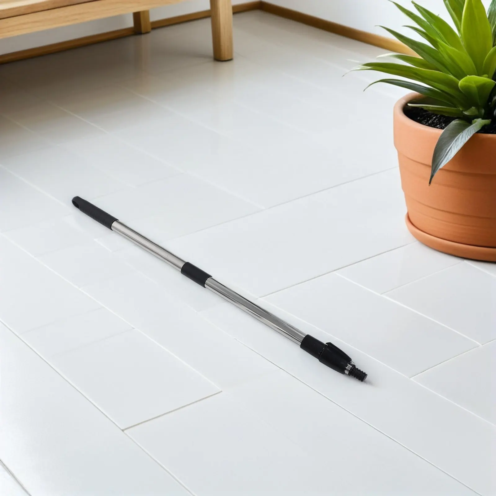 2Sets Threaded Mop Poles Stainless Steel Telescopic Extension Handle Detachable Multi Section Adjustable Replacement Mop Stick