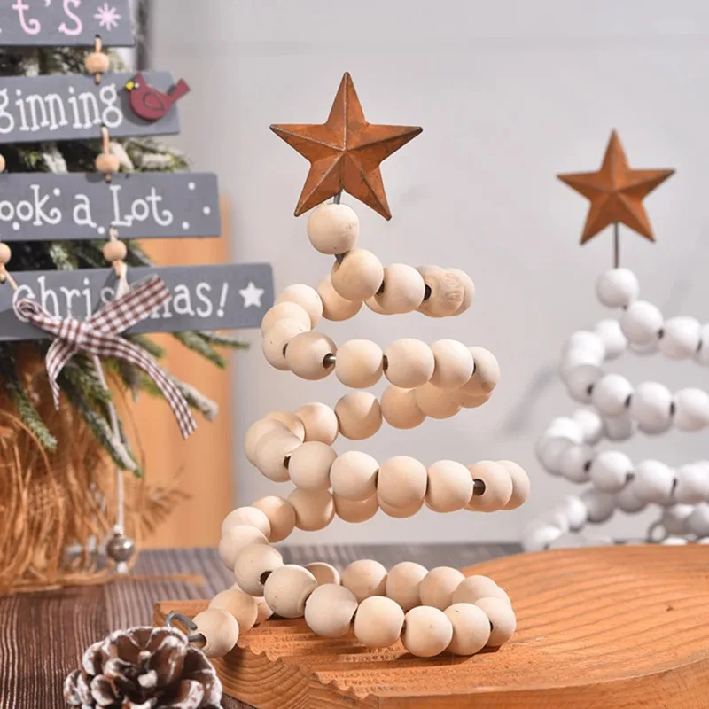 Adjustable and Stretchable Beaded Christmas Tree Model Decoration, with Star Top Decoration, Christmas and New Year Gifts