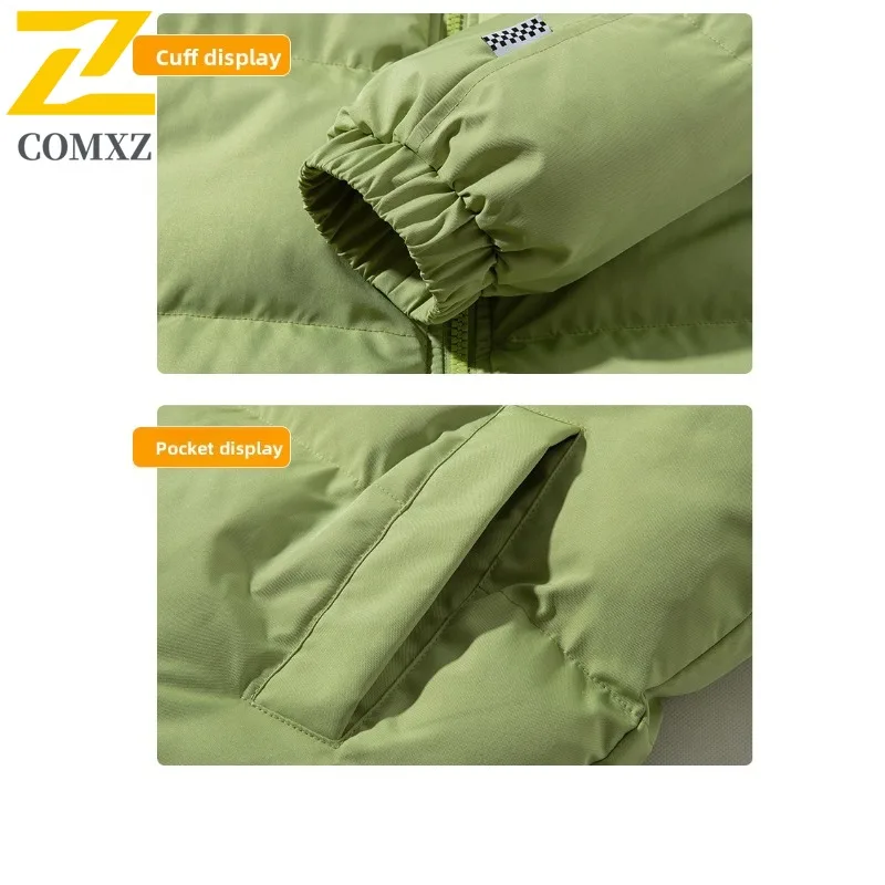 COMXZ Mens Fleece Jacket Solid Color Snow Hiking Warm Design Daily Winter Jacket Camping Trip High-Quality Cotton Padded Jacket