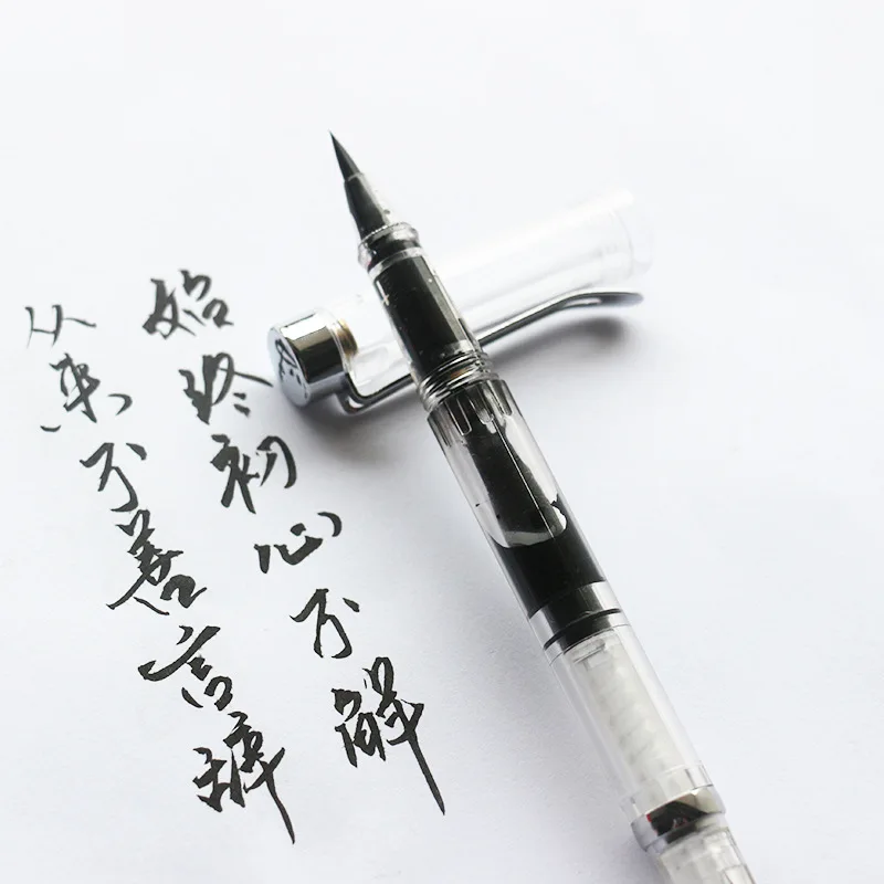 Imagem -01 - Portátil Transparente Caligráfico Escova Cabelo Weasel Ponta Macia Aquarela Escova Pen Tinta Recarregável Fonte Arte Desenho Canetas portatil transparente caligrafico escova cabelo weasel ponta macia aquarela escova pen tinta recarregavel fonte arte desenho canetas 01