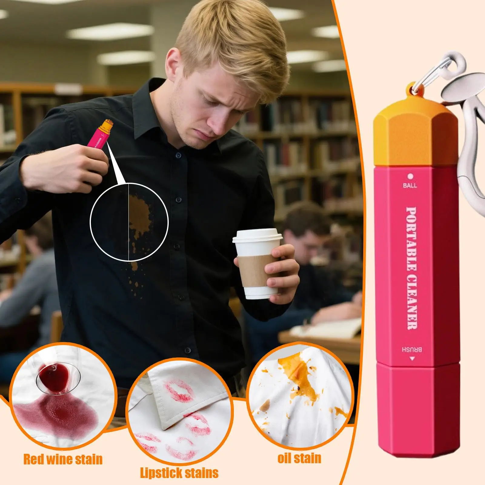 قلم إزالة البقع الفوري 15 مللي قلم غسيل محمول سريع الجفاف قميص الملابس منظف الأقمشة أداة إزالة البقع في حالات الطوارئ للسفر