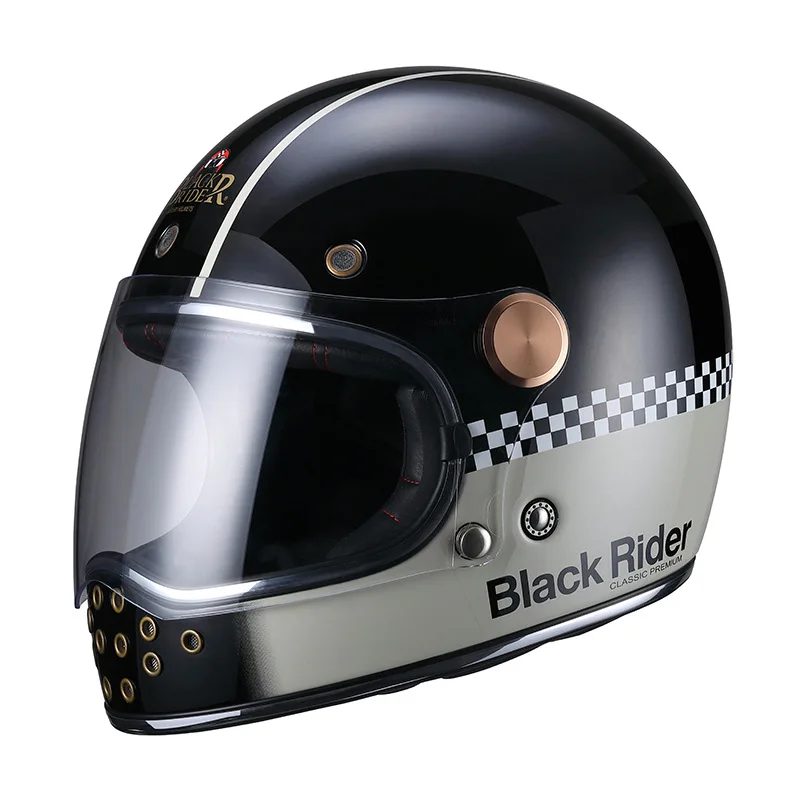 BEON BR55 CARBON FIBER RETRO HELMET MOTORCYCLES WINTER FULL FACE VINTAGE CLASSIC HELMETS WITH REMOVABLE LINING AND VISOR LENS