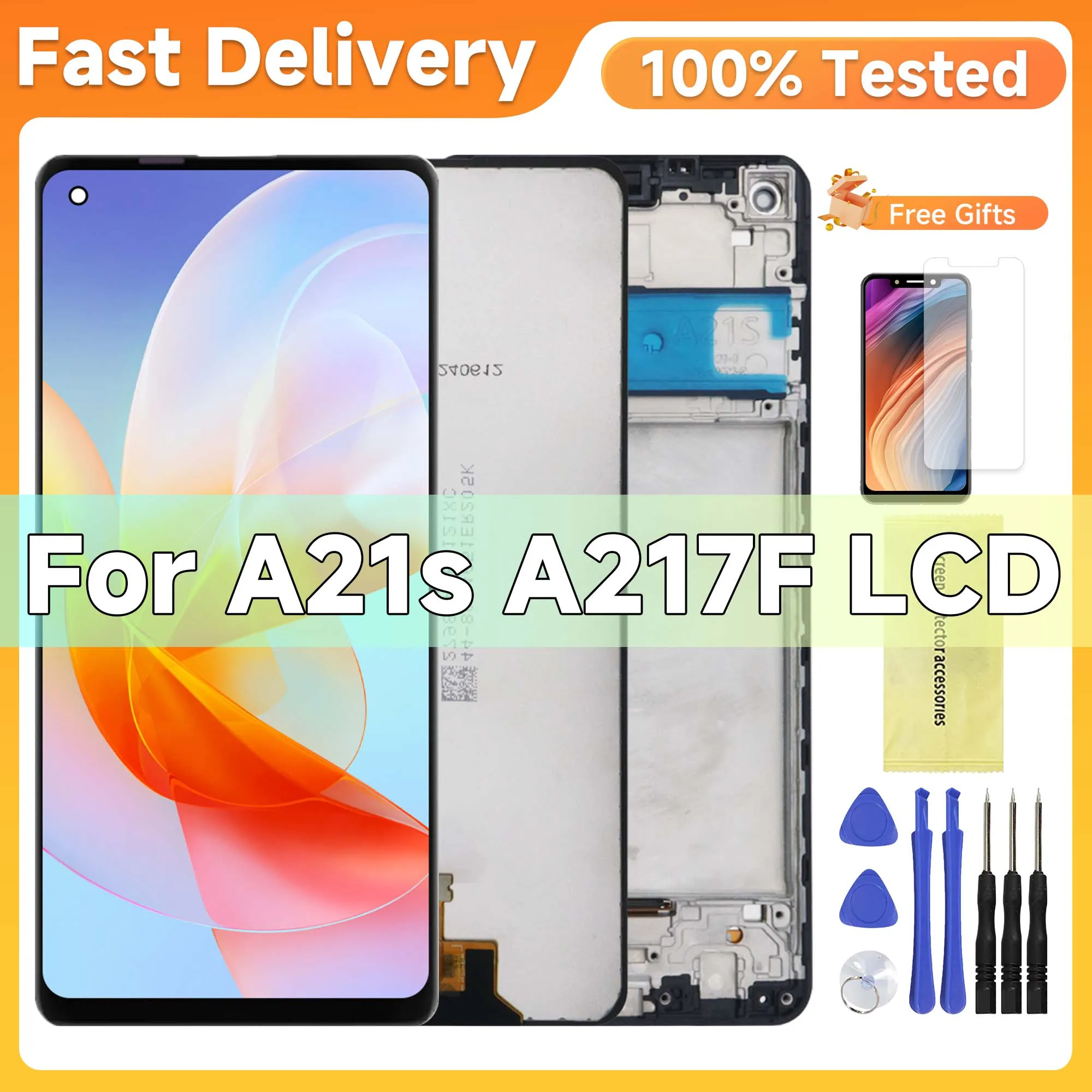 

Tested LCD Display With Frame For Samsung Galaxy A21s LCD Touch Screen Digitizer Assembly Replacement Parts A217 SM-A217F/DS