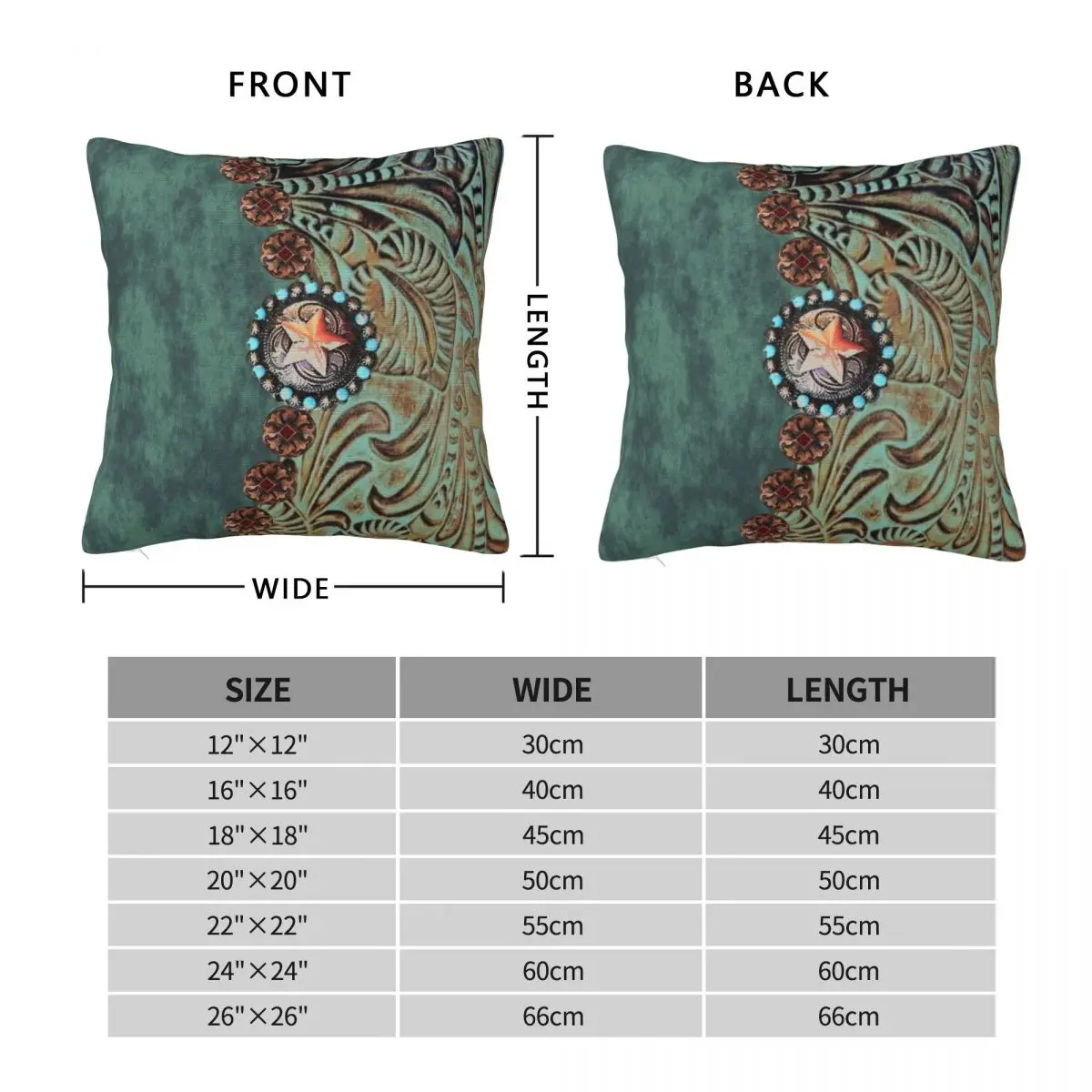 Rustic Cowboy Western Green Teal Square Pillowcase Polyester Linen Velvet Printed Zip Decorative Sofa Seater Cushion Cover 45x45