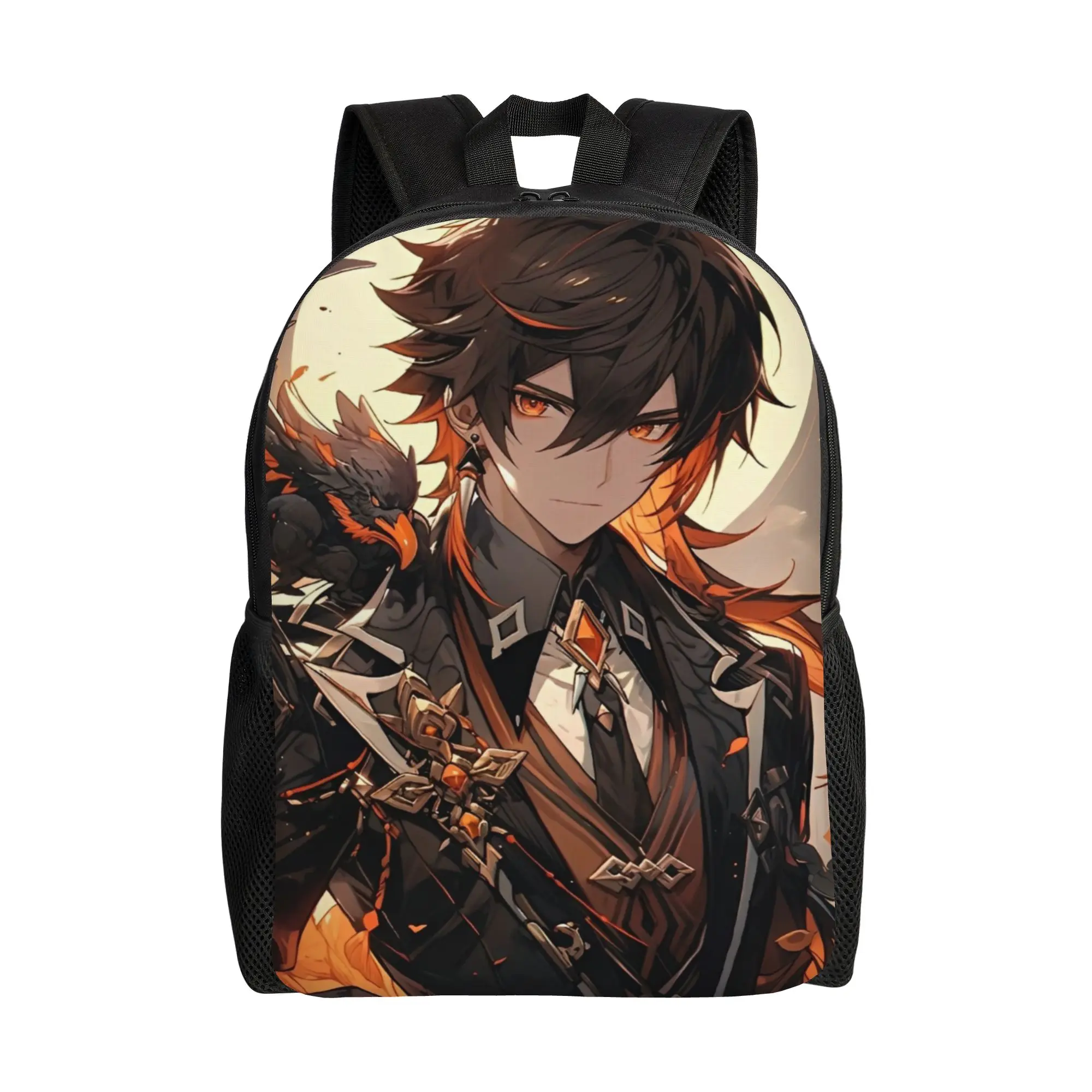 

Рюкзак Genshin Impact Zhongli: повседневный, спортивный, для школы, походов, путешествий, аниме, мультяшный, для мужчин и женщин, для ноутбука, холщовый