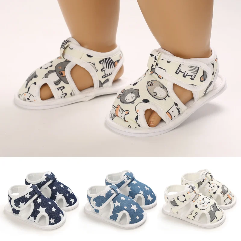 Baby Shoes Boys Girls Cute Bear Animal Print Sandals Cotton Soft Sole Newborn Walker Toddler Shoe