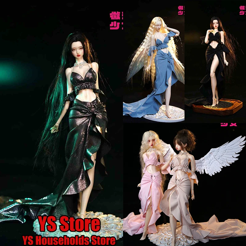 Fairy Girl Cosplay 1/6 Female Soldier Beauty Mini Off-shoulder Top Irregular Dress Clothes Set Accessory For 12" Figure Body