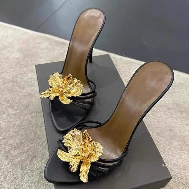 زهرة عالية الكعب امرأة النعال الصيف أحذية أنيقة خناجر مثير مضخات الفاخرة النساء الصنادل 2025 المرأة الوجه يتخبط #2