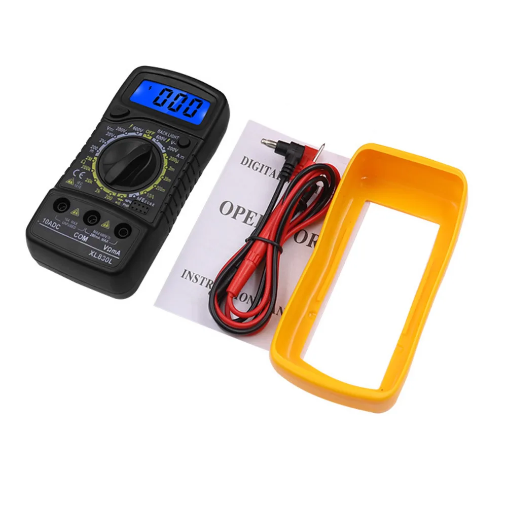 50pcs XL830L Small Household Digital Multimeter Portable Buzzer Backlight Anti Burn Digital Display High Precision Multimeter