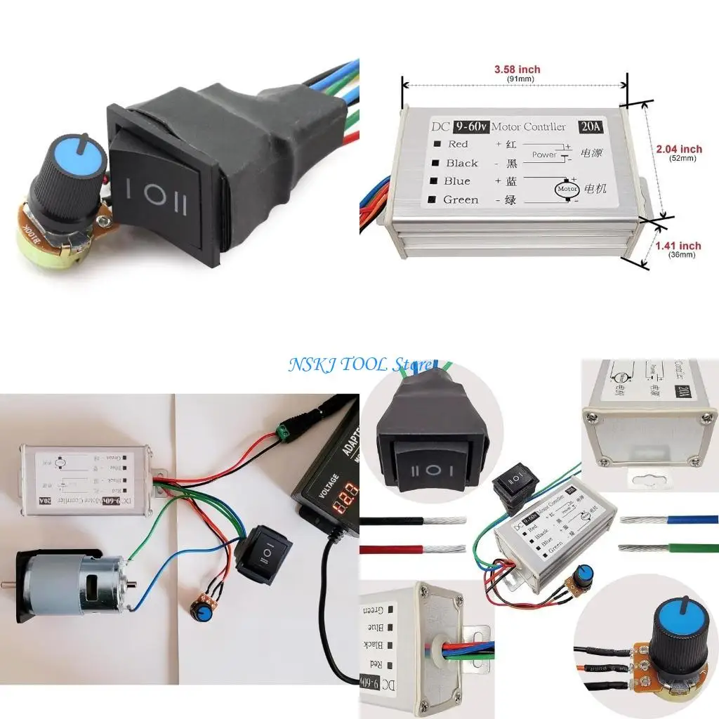 

L8RC DC9V-60V DCMotor Speed Controllers Motor Driver Controls Modules Easy to Use