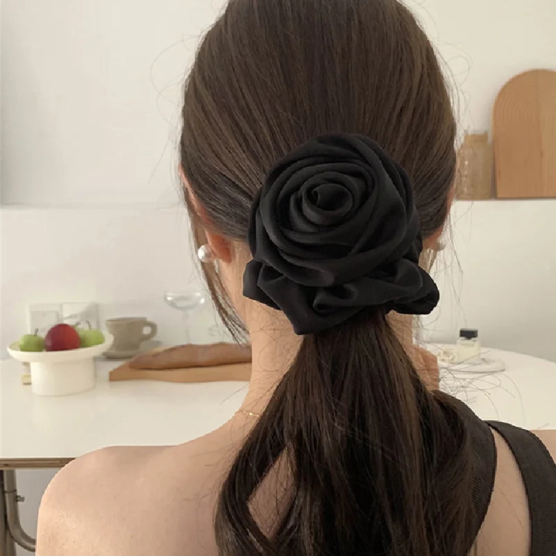 Statement Fashion Ribbon Rose Hair Jewelry Accessories For Female Personality New Big Grey Black