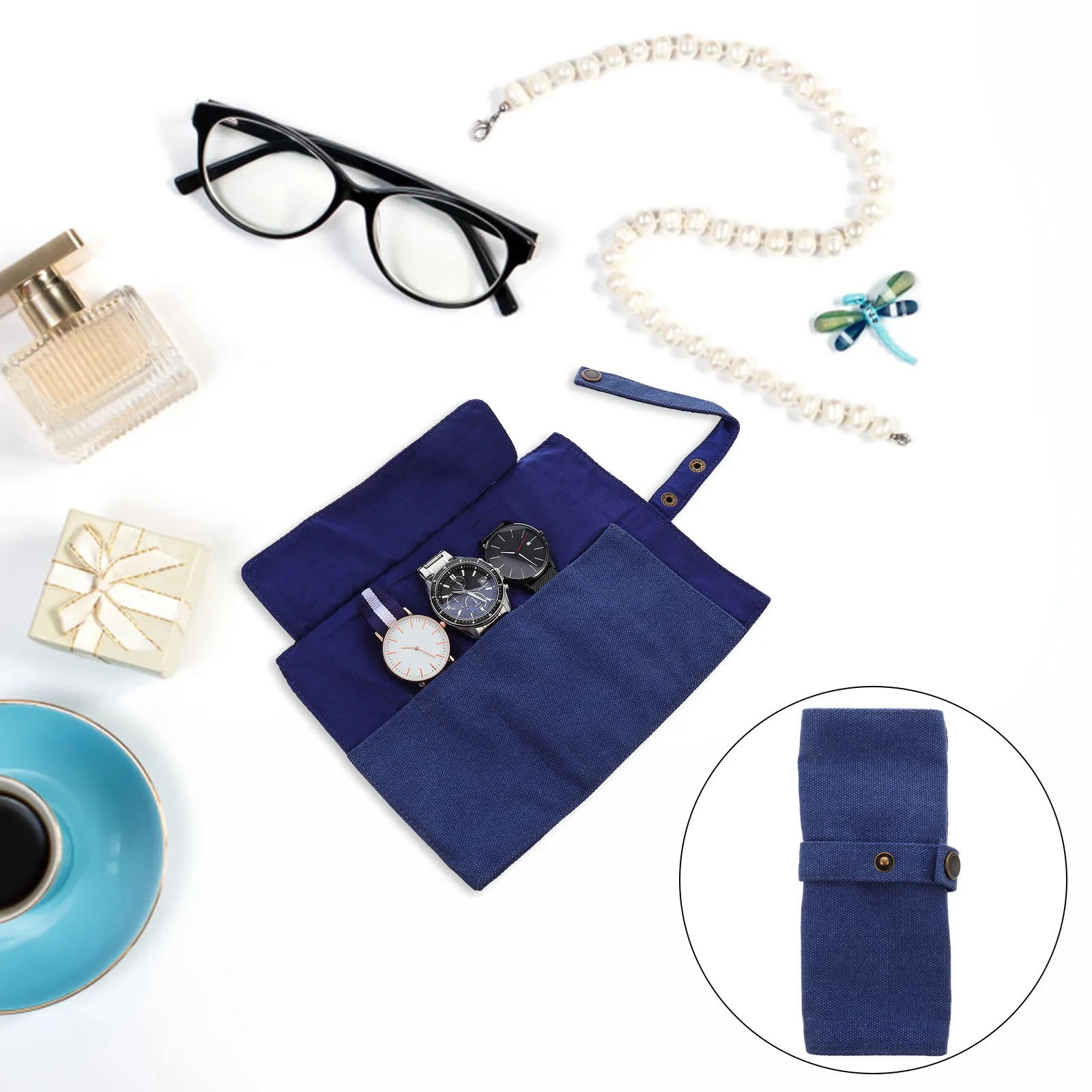 

Storage Watch Carrying Case Bag Canvas Travel Organizer Roll For Watch Band Accessories Portable Carrying Case