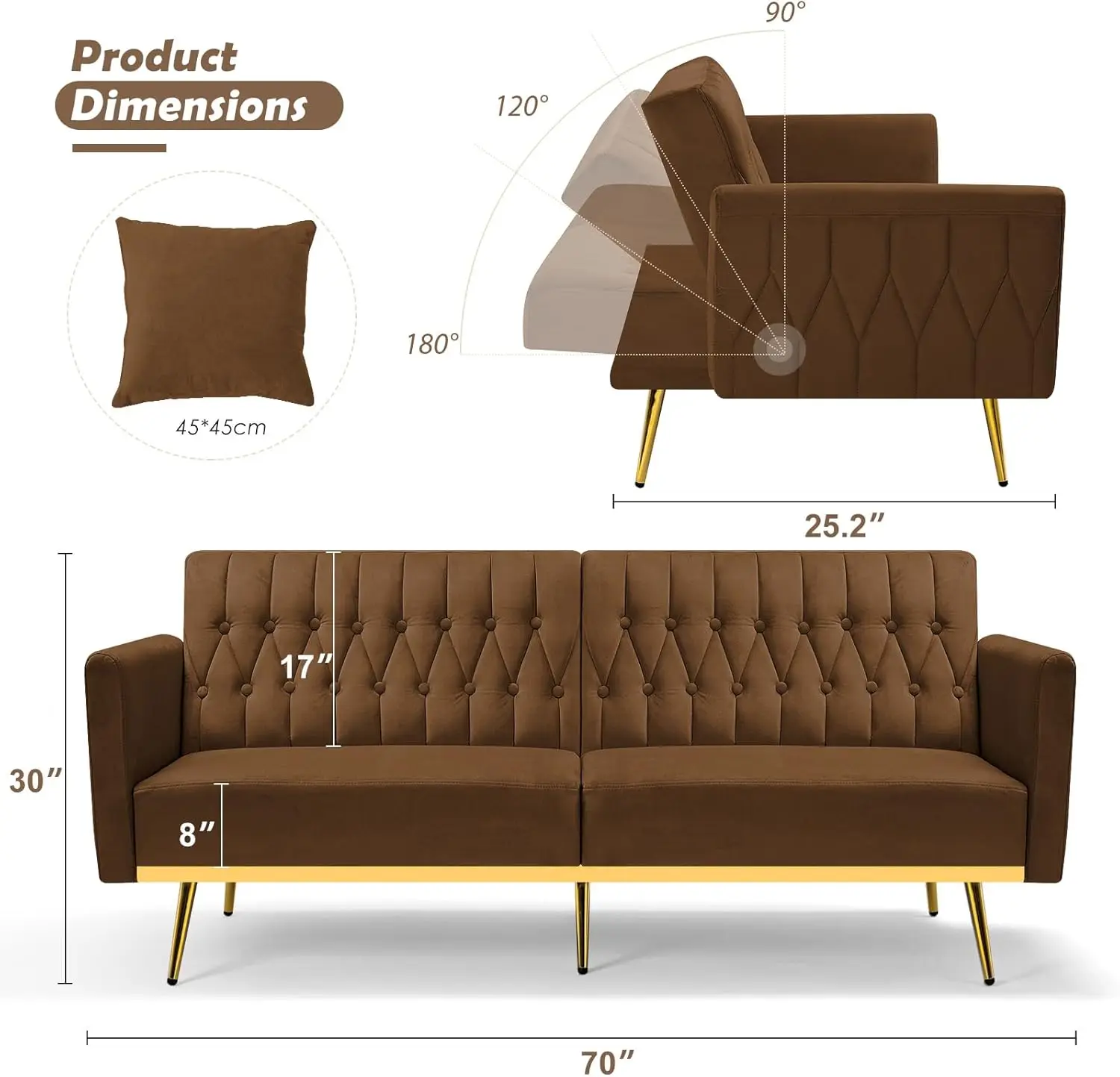 Set Sofa beludru berumbai 2 buah, dengan sandaran dan sandaran lengan dapat disetel, kasur Sofa, Ruang Tamu