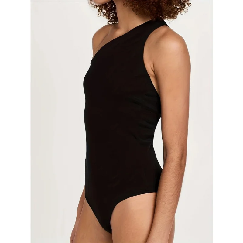 

Sexy women's bodysuit, new summer style, black, slim fit, one-piece swimsuit, hides belly, a must-have for beach trips.