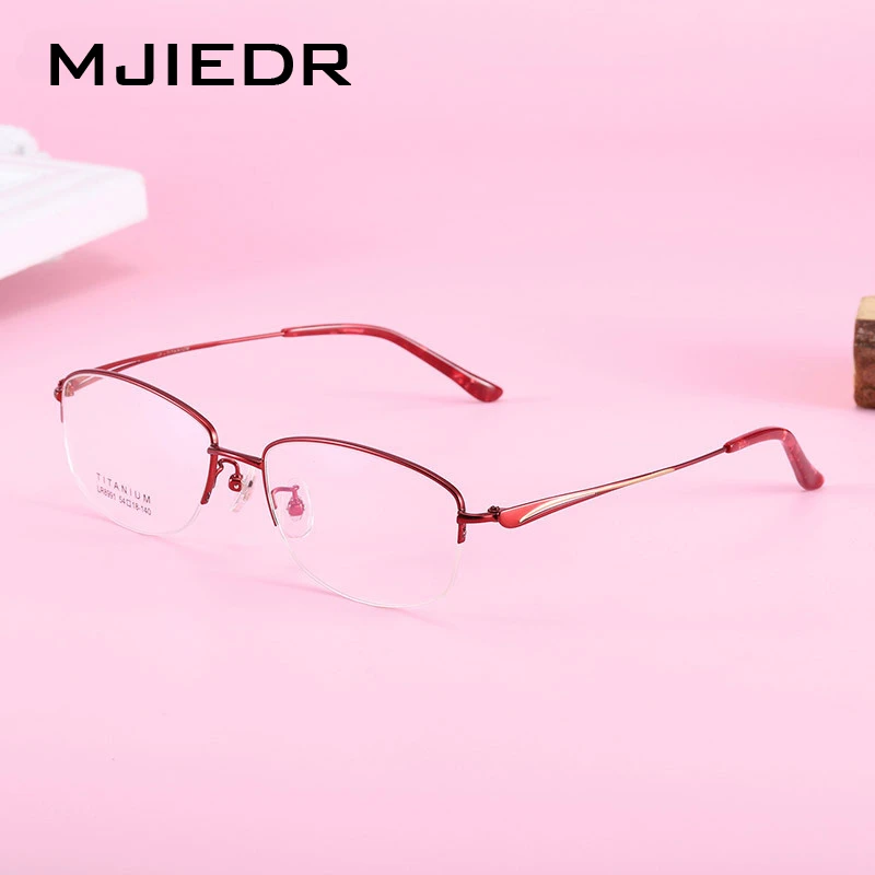 

MJIEDR Vintage Half Rimless Eyeglasses Frame Optical Prescription Semi-Rim Glasses Frame For Women's Eyewear Female Elegant 2020