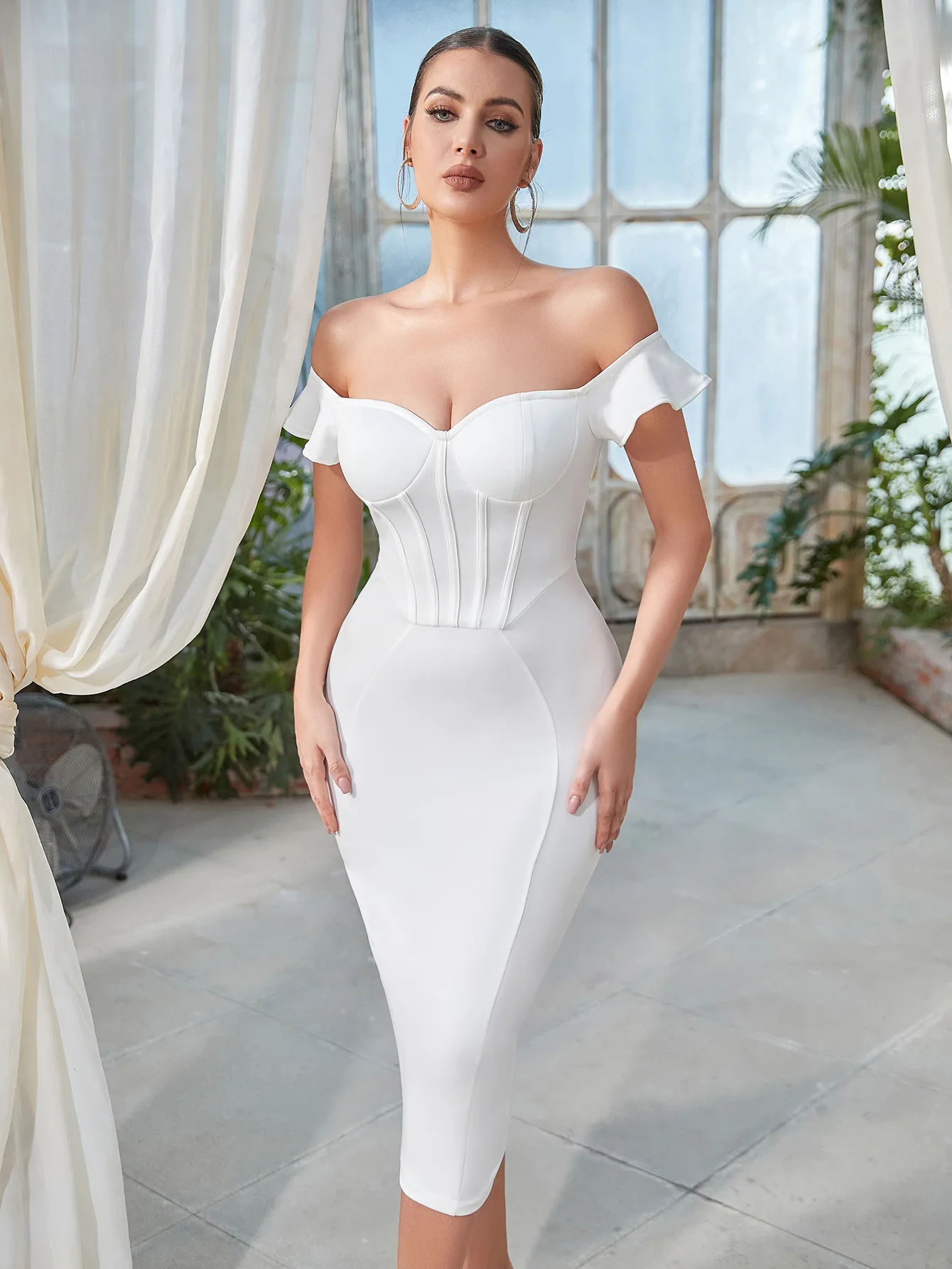 

Summer New Style Elegant French Collar Gored Skirt Women Dress Sexy Slit Wrap around Mid Thigh Length Sleeveless Empire Waistlin