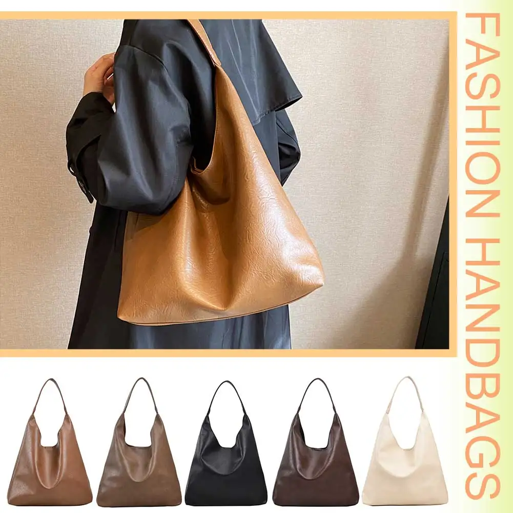 

Retro Fashion Handbag Soft PU Leather Casual Shoulder Purse Large Capacity Ladies Hobo Bag with Hasp Closure for Women and Girls