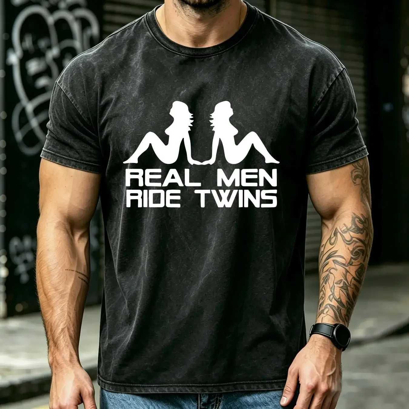 washed T Shirt V Twin Motorcycle Biker 2 cylinder boxer grey 9850 long or short sleeves vintage Washed homme Stretched Casual