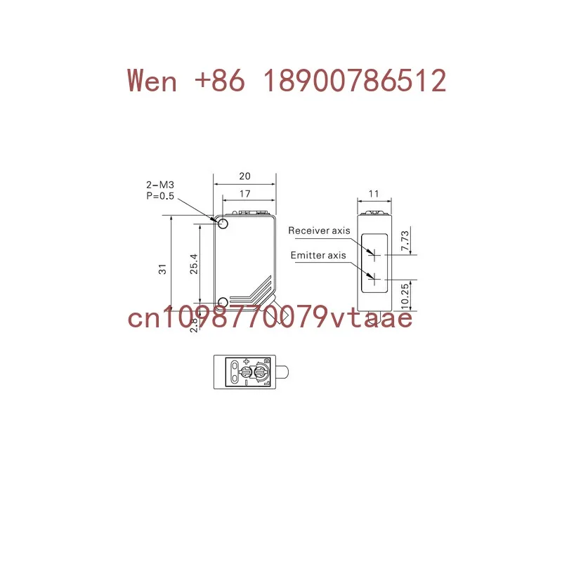 Latest square sensor low price diffuse reflection transducer with single turn potentiometer photoelectric switch