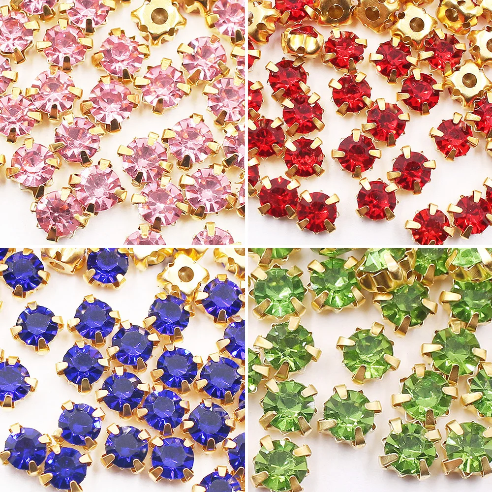 Ss12-Ss40 Claw Sew On Rhinestones Beads Flatback Shiny Crystals Strass Stones Sewing Rhinestones for Clothes Needlework Gems