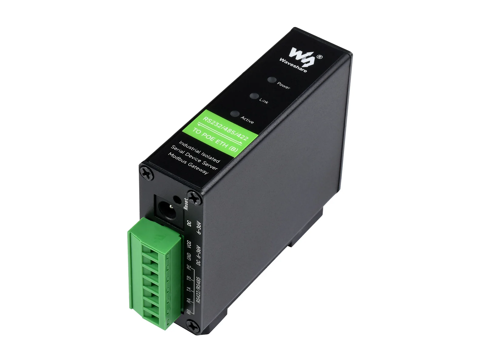 Waveshare seriële server op rail gemonteerd, RS232/485/422 naar RJ45 Ethernet-module, TCP/IP naar serieel, Modbus Gateway MQTT Gateway, POE Opt