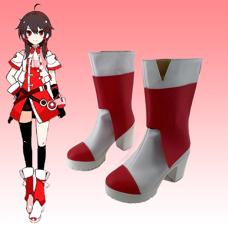 VOCALOID3 Yuezheng Ling Costume Cosplay Scarpe Carnevale Stivali di Halloween Stivali fatti a mano in ecopelle