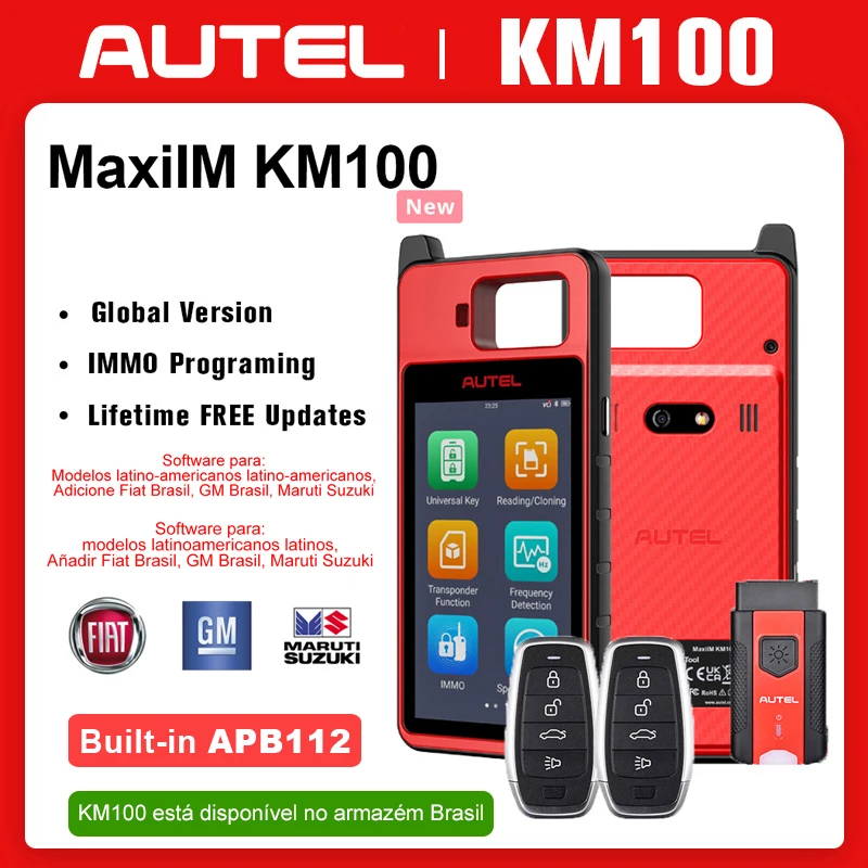 Autel MaxiIM KM100 Programmatore Chiave Autel Strumento di Programmazione Chiave Aggiunta Brasile Latino America Brasile Fiat Gm Brasile Maruti