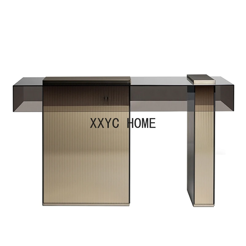 Light Luxury Stainless Steel Entrance Cabinet Living Room Wall A Long Narrow Table Side View Table Simple Table