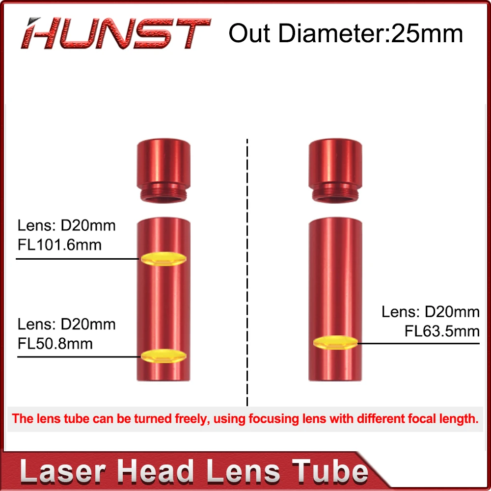 Imagem -03 - Tubo de Lente Laser Dentes de Cabeça Dupla para Cortador a Laser Co2 Diâmetro 20 mm F50.8 63.5 101.6 mm od 25 mm id 21 mm Hunst-co2