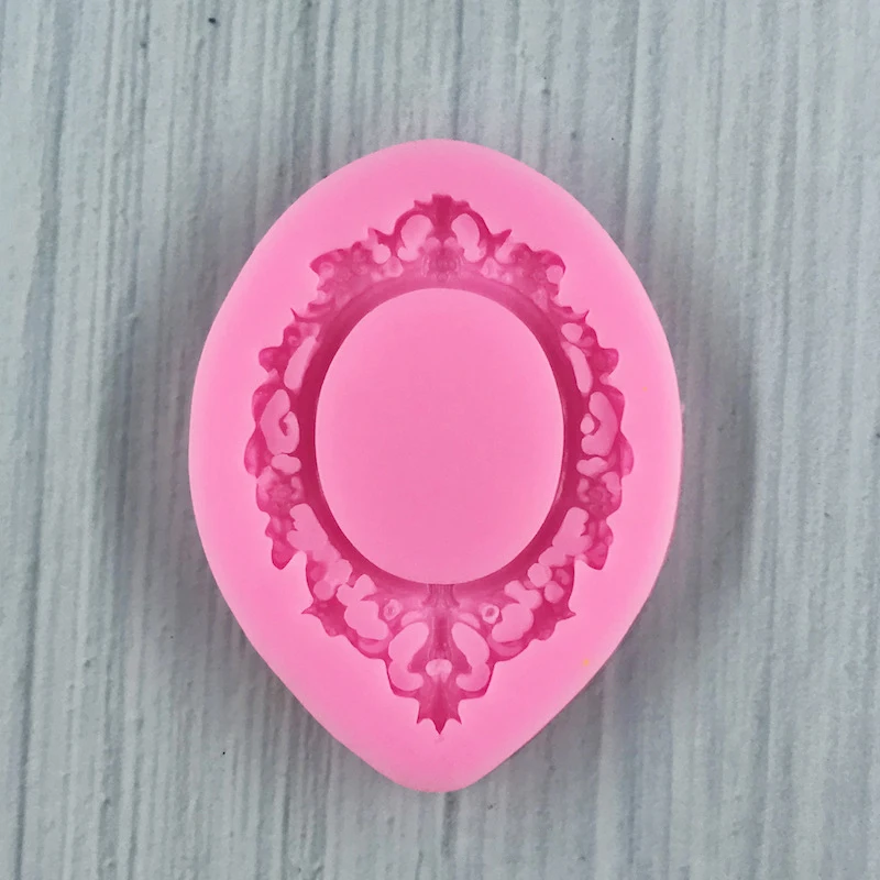 1 piece, European retro mirror frame, photo frame, flower border, silicone mold, chocolate flip sugar cake mold