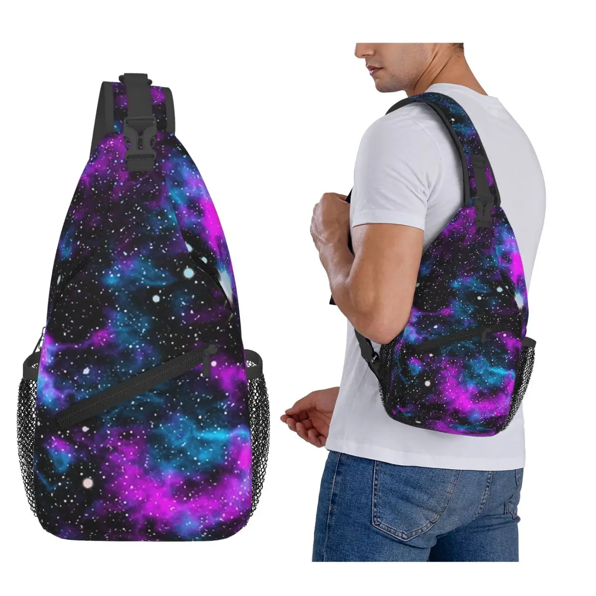 

Фиолетовая и синяя нагрудная сумка Galaxy, мужской рюкзак через плечо на слинге, нагрудная сумка, дорожный походный рюкзак, сумка на плечо