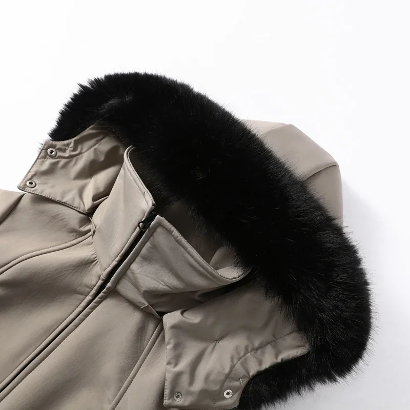 Verdickter einteiliger Skianzug für Damen, Kunstfell, mit Kapuze, Quasten, Mantel, hoher Taillengürtel, Overall, 2022, Winter, winddicht, wasserdicht, Skibekleidung – Detail 5