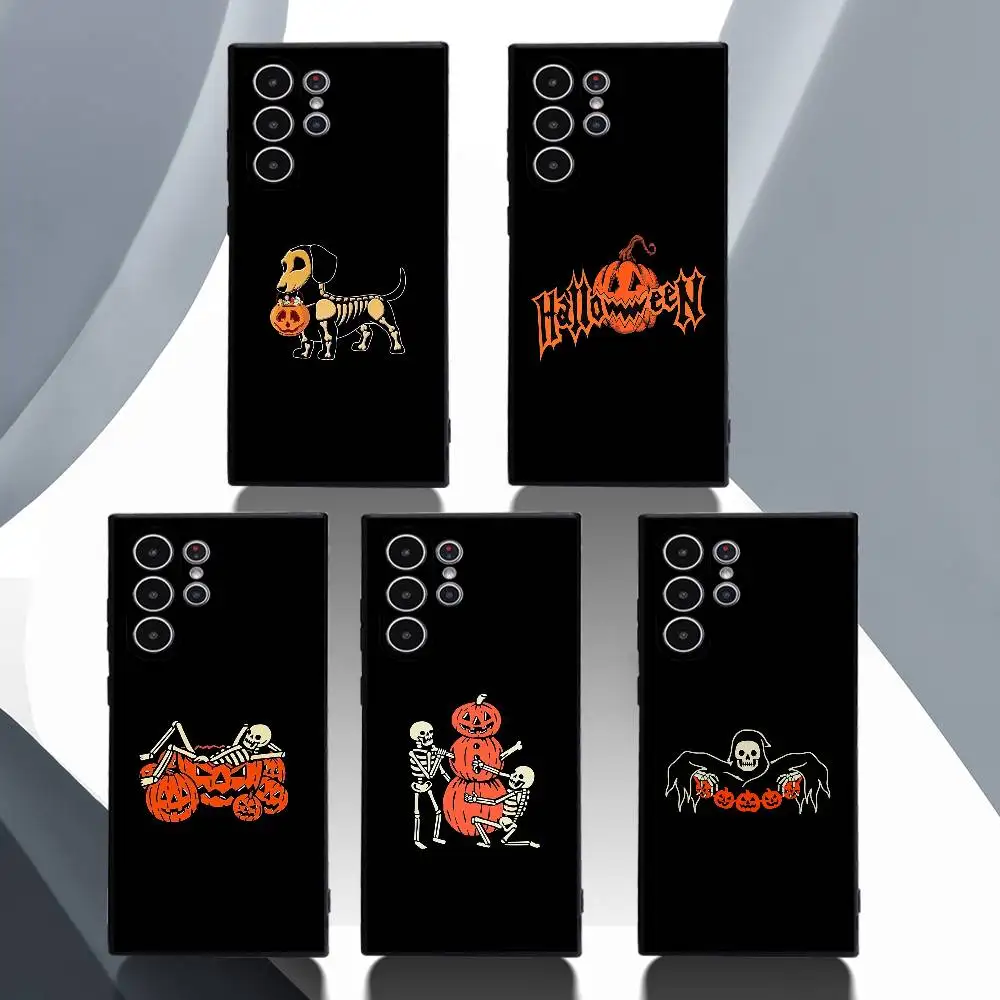 هالوين اليقطين الجمجمة قضية الهاتف لسامسونج غالاكسي S25 S24 S23 S22 S21 S20 الترا زائد متجمد لينة غطاء Funda #5