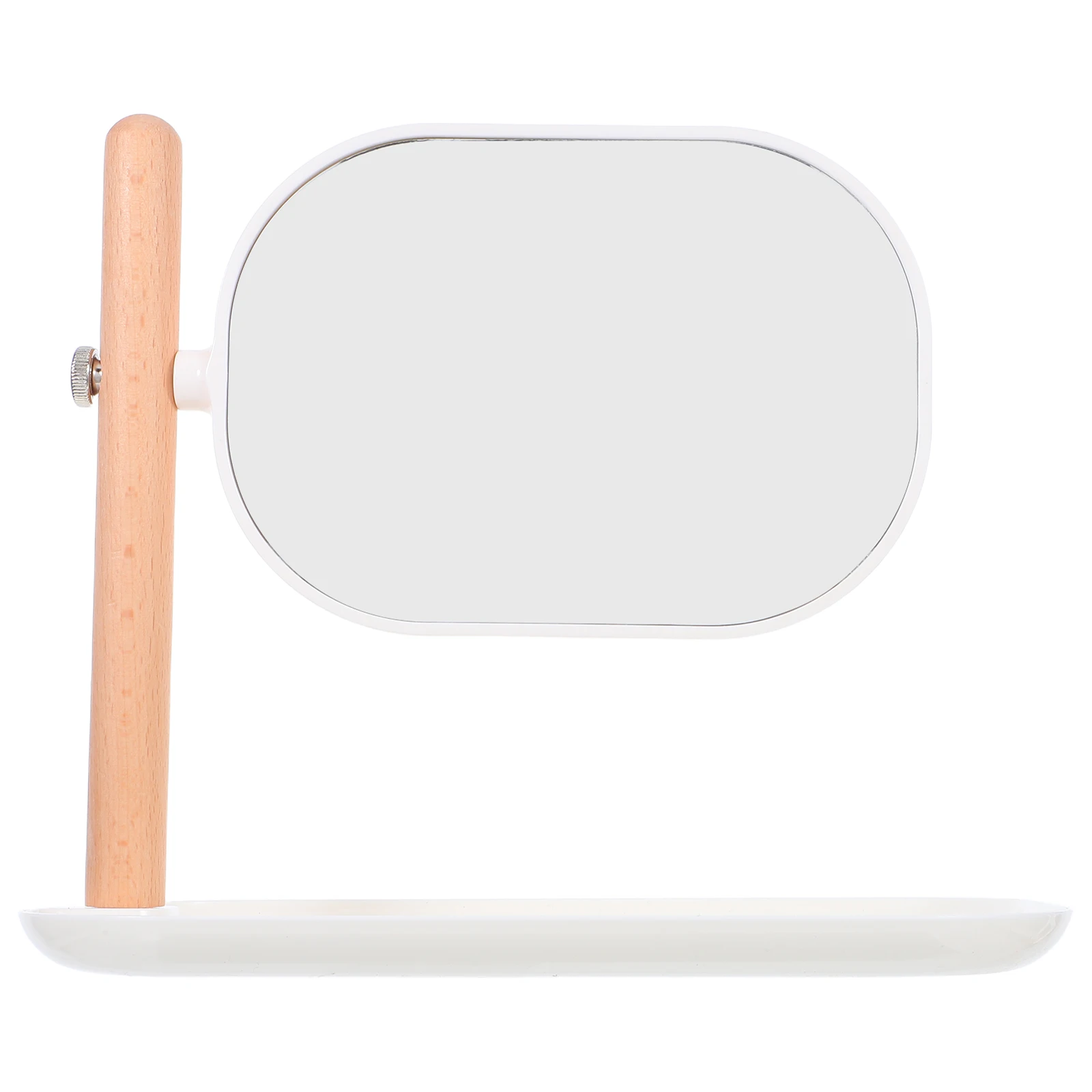 

Oval Dressing Mirror Table Jewelry Desk Top Small Vanity Elegant Aluminum Decorative for Office Student Makeup Handheld