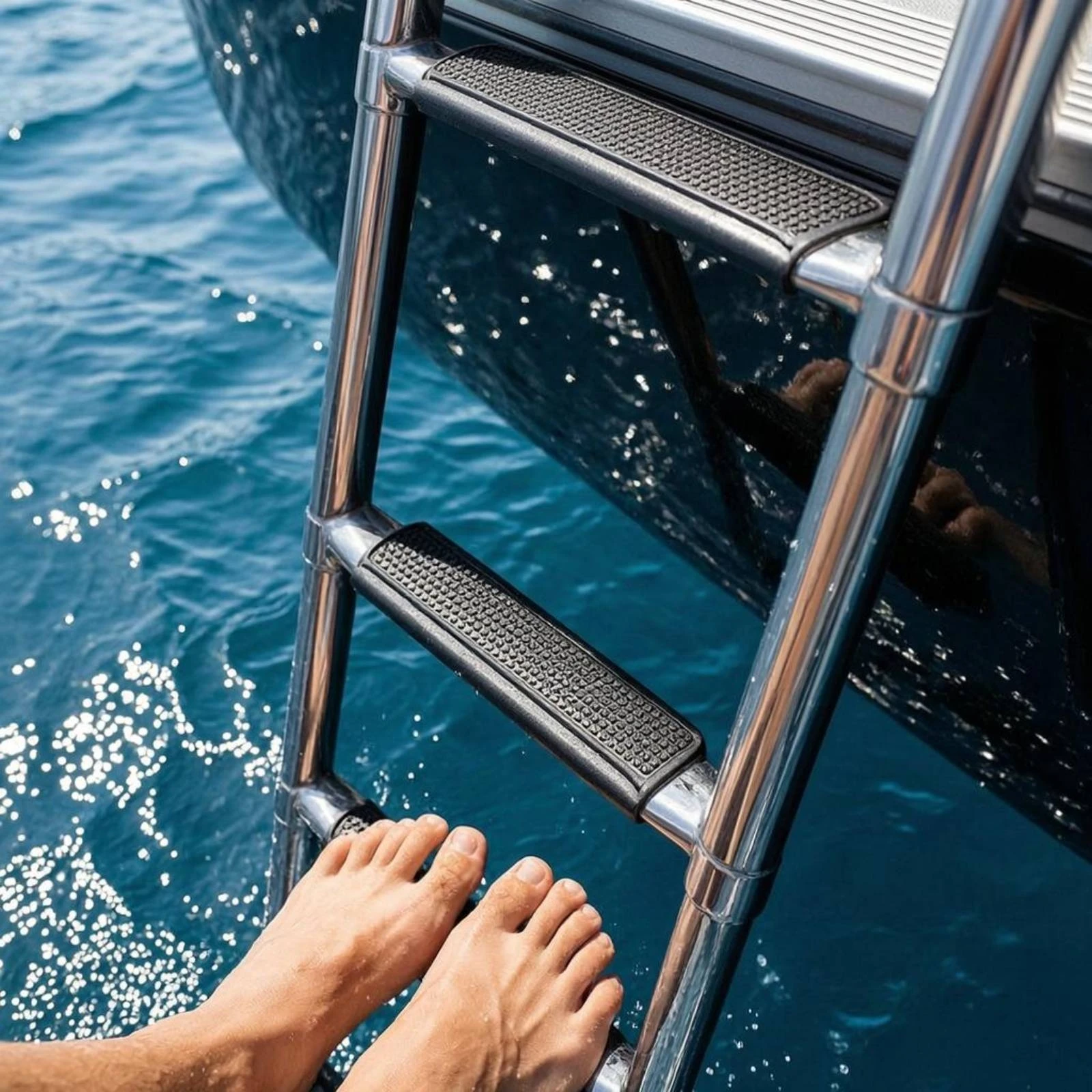 Under Platform Ladder Black Step Treads Marine Accessory - view 6