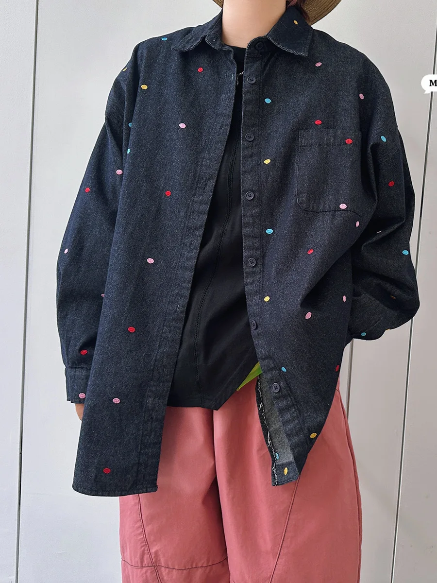 

Fashionable Checkered Casual Cotton Shirt for Women Spring 2026 Vintage Korean Style Mushroom Head Miss Button up Long Sleeve