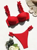 Push Up Bikinis con volantes sujetador con aros Copa Bikini 2025 traje de baño para mujer traje de baño femenino conjunto de Bikini de dos piezas traje de baño nadar