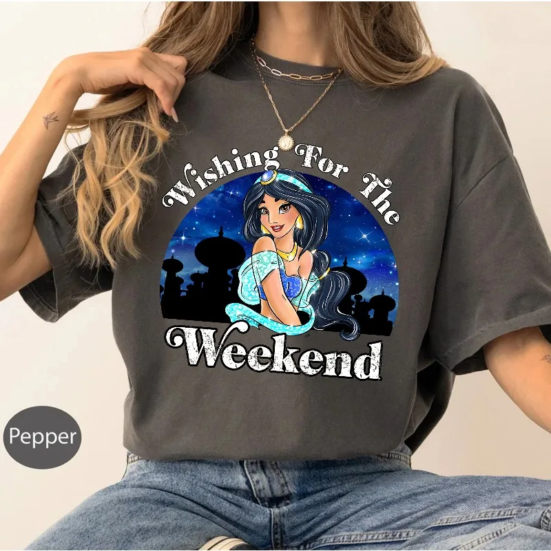 

Футболка с портретом принцессы Аладдина Диснея и жасмина, хлопковый топ для пар, идеально подходит для всех сезонов, одежда y2k