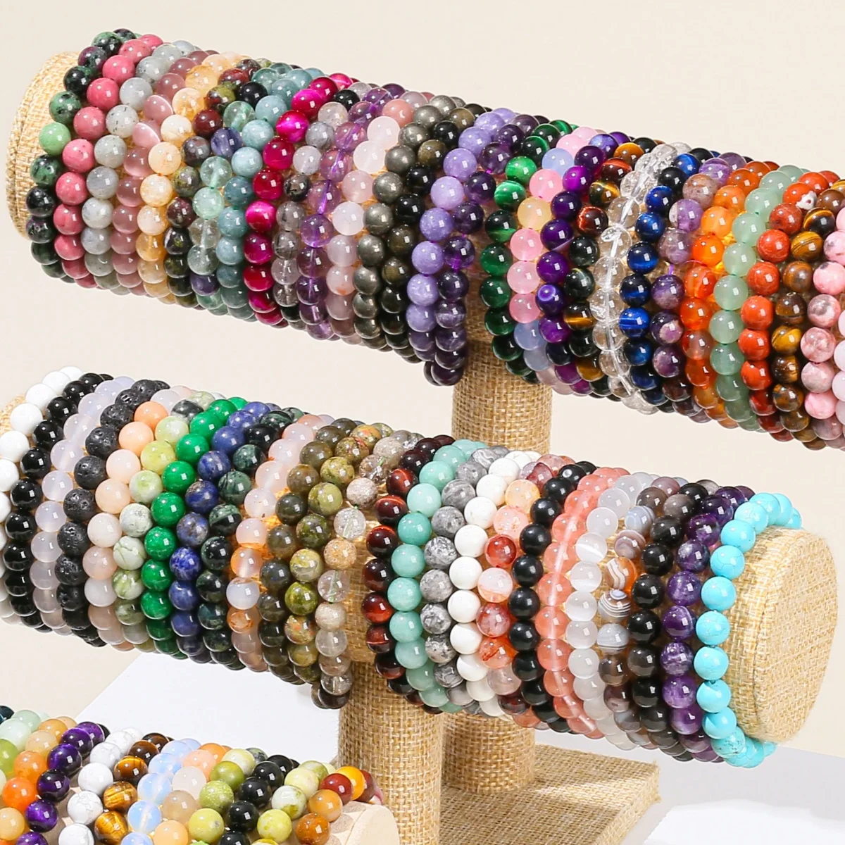 Natural Stone Beads Bracelets Obsidian Amethyst Tiger Eye Crystal Quartz Agate Citrine Beads  Women Men Healling Jewelry Gift